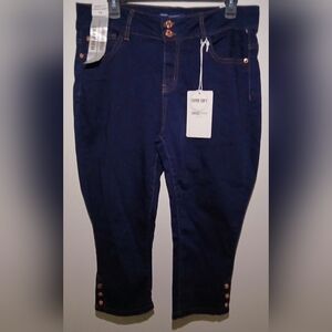 Sandpiper Womens Capri Jean Pant Dark blue rinse Size 14